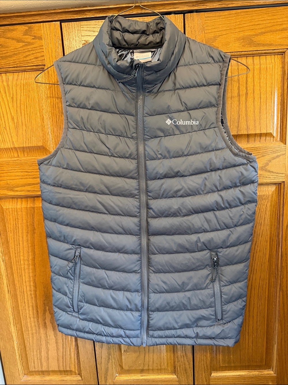 Columbia Slope Edge Insulated Vest Mens Medium Gray Puffer Omni-Heat-Small